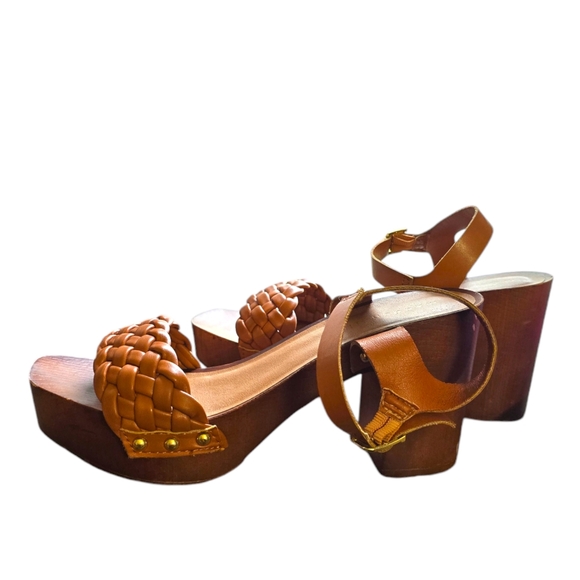 Madden girl Women's Delain Heeled Sandal cabby cognacLight brown wooden block - Picture 2 of 5